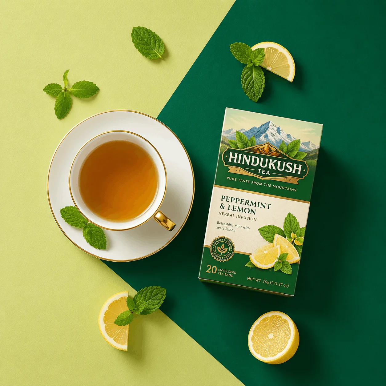 Hindukush Peppermint and Lemon herbal infusion box